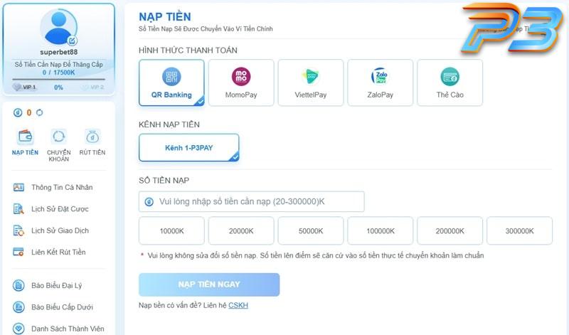 Hướng dẫn nạp tiền P3 dành cho người mới tham gia cá cược 1 QR Banking là cách nạp tiền P3 thông dụng nhất
